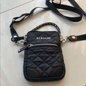 MZ Wallace Black Quilted Crossbody Bag small for phone